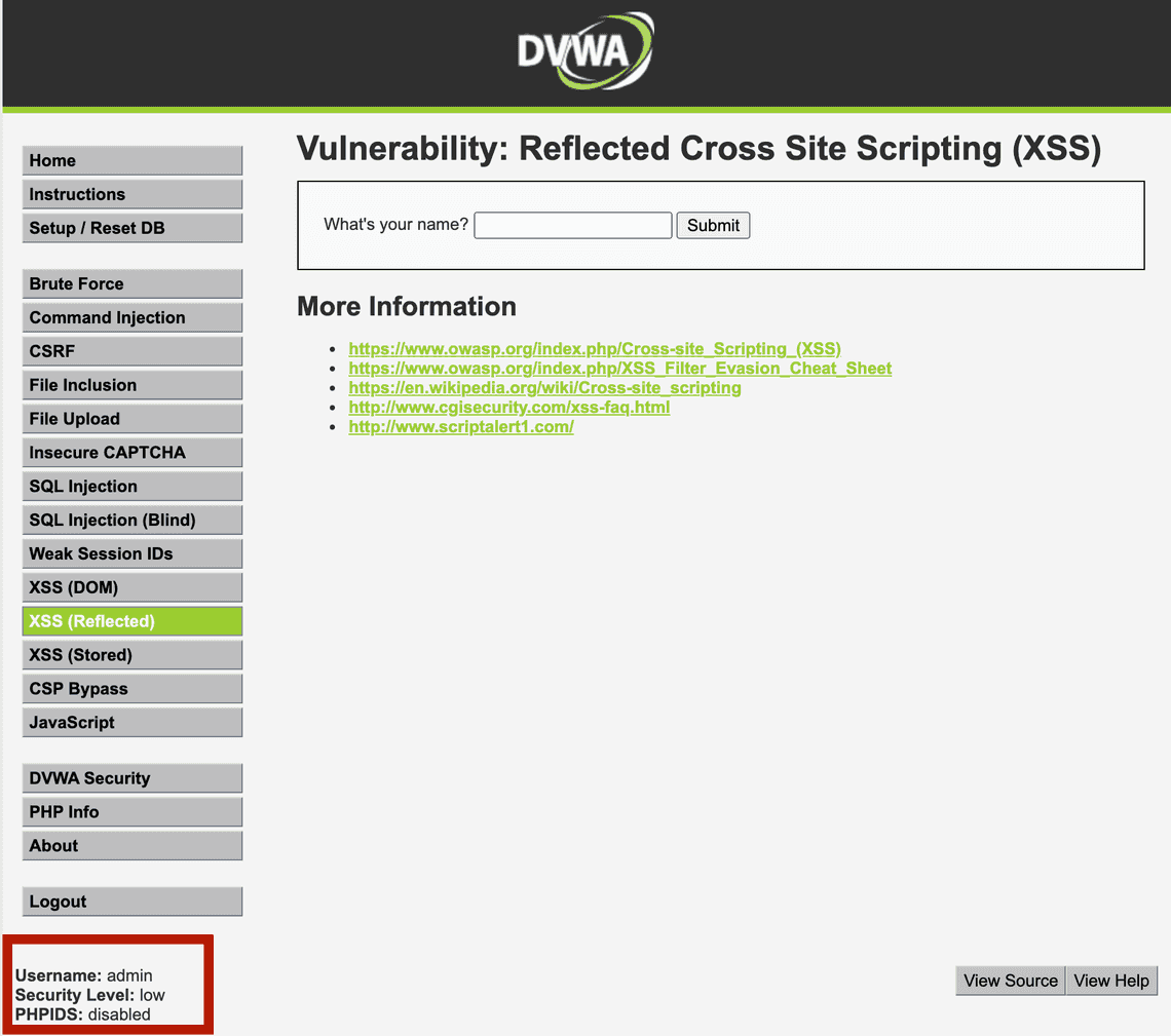 Reflected Cross Site Scripting (XSS)