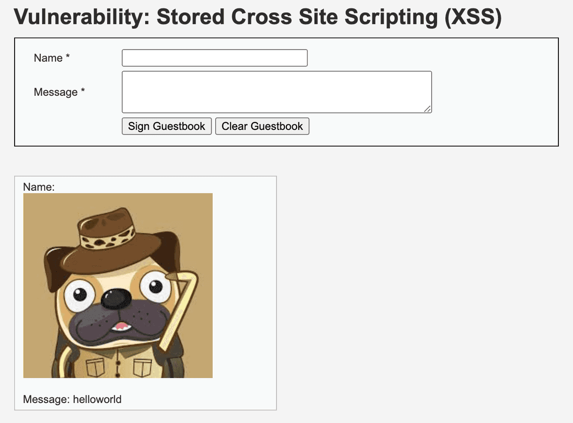 Stored Cross Site Scripting (XSS)